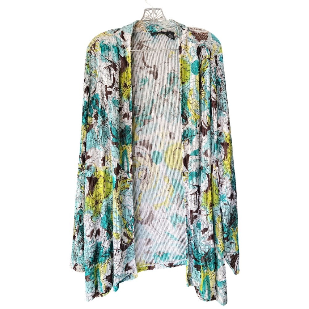 Maggie Barnes 1X 18/20 Cardigan Stretch Open Front Lightweight Flowy Boho Resort